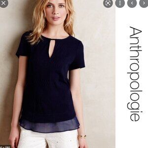 Anthropologie Deletta Navy Keyhole Top